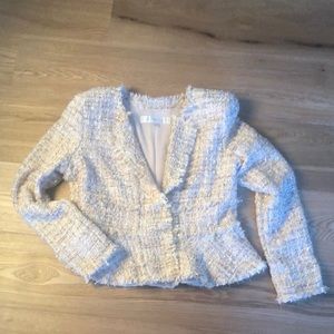 New without tags, Boston Proper pink distressed tweed blazer size 12